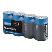 Draper Tools Powerup Ultra Alkaline D Batteries (Pack Of 4)