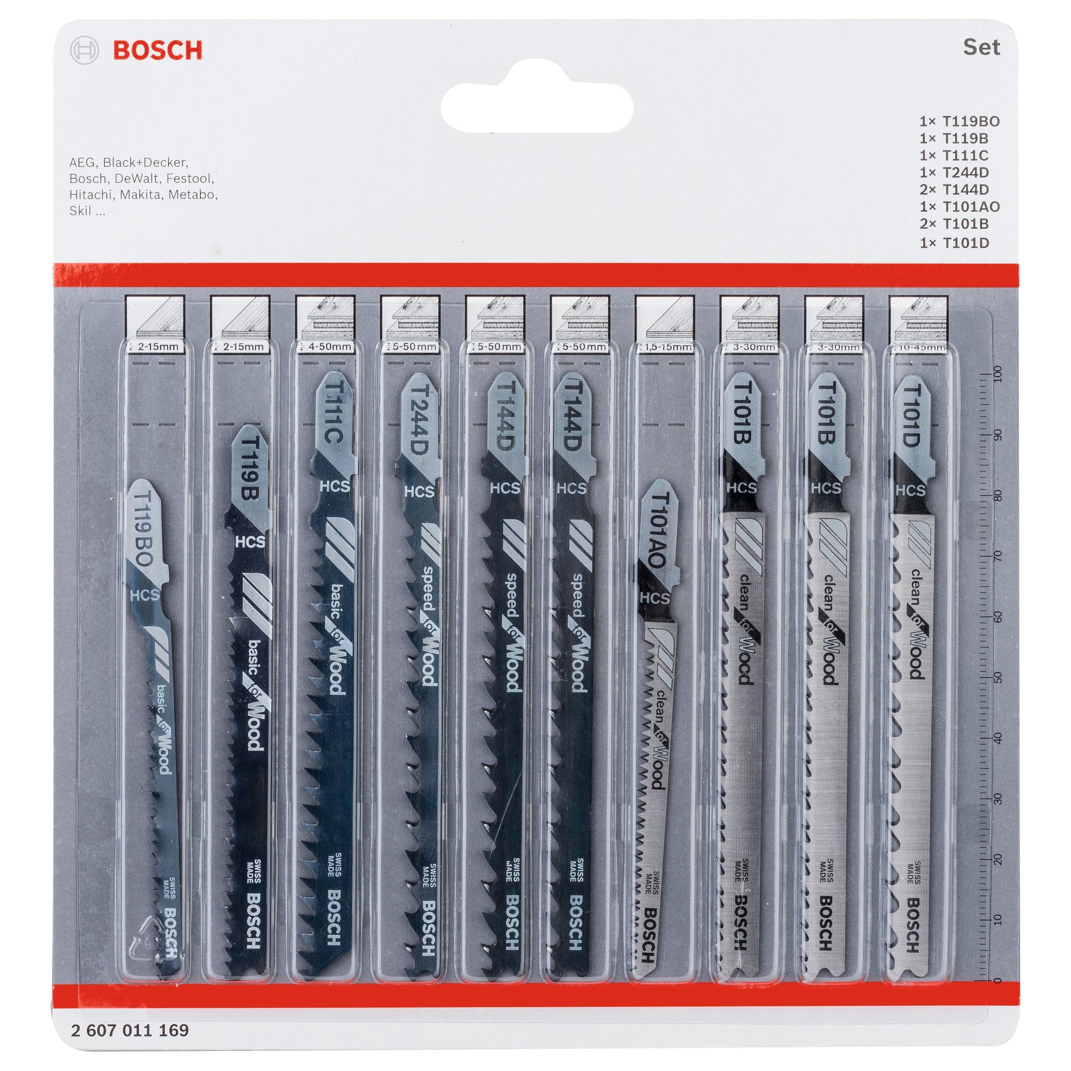 Bosch Professional 10pc Jigsaw Blade Set for Woodworking