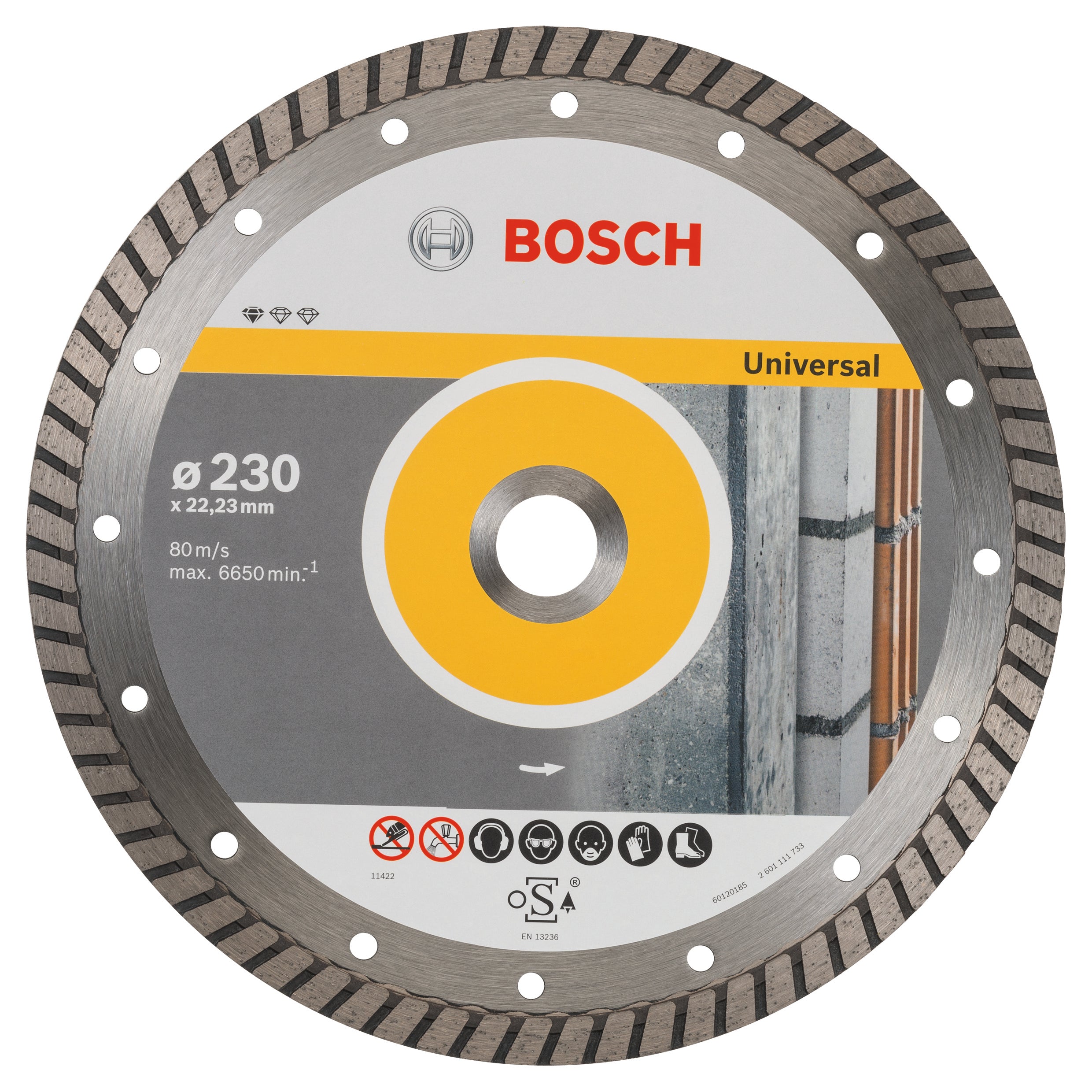 Bosch Professional Universal Turbo Diamond Cutting Disc - 230mm x 22.23mm x 2.5mm x 10mm