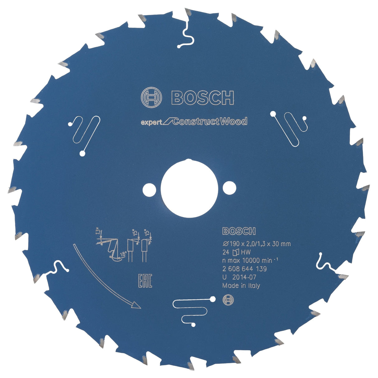 Bosch Professional Circular Saw Blade - Expert for Construct Wood - 190 x 30 x 2.0 mm, 24 Teeth