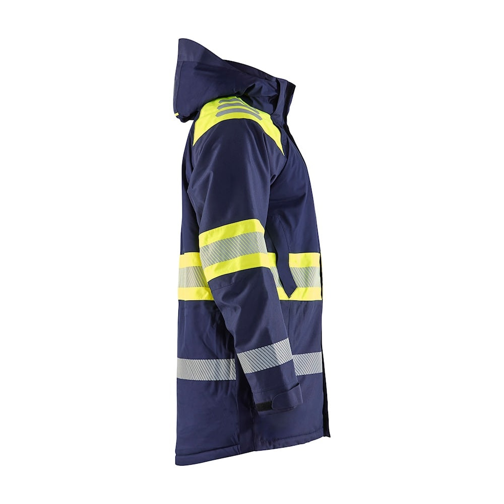 Blaklader Winter Parka Hi-Vis 4485 #colour_navy-blue-hi-vis-yellow