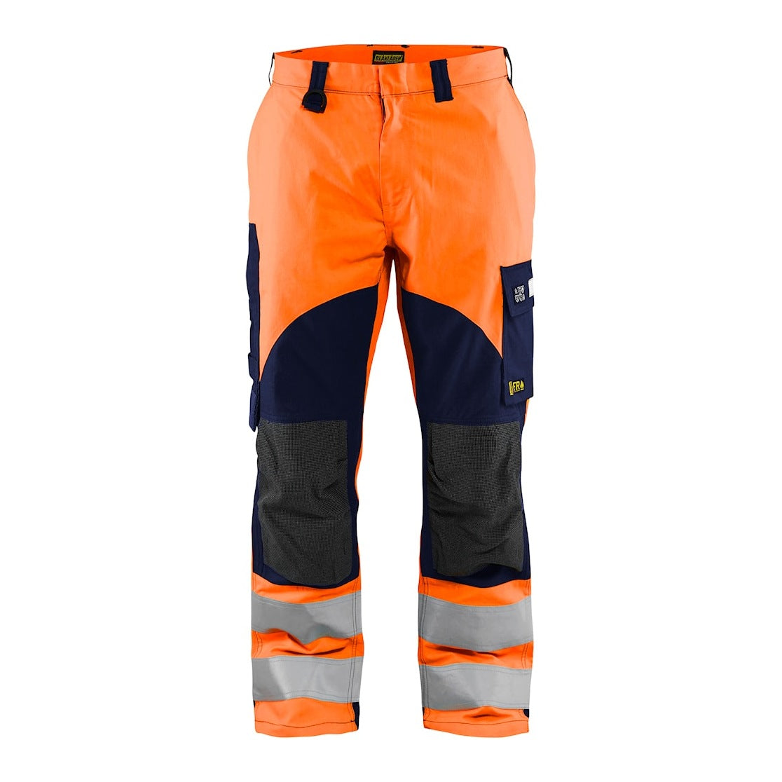 Blaklader Multinorm Inherent Trousers 1588 #colour_orange-navy-blue