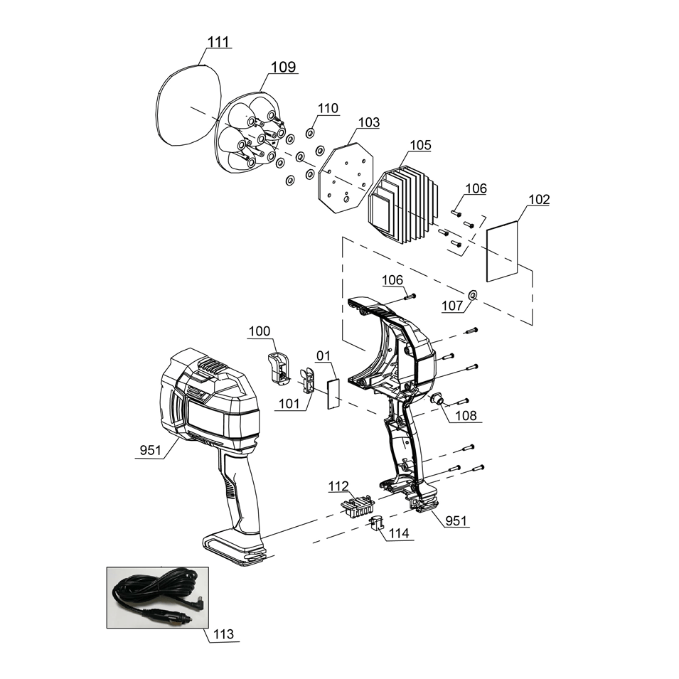 Einhell Power X-Change 18V Hybrid Searchlight - Body Only (12V & battery powered)