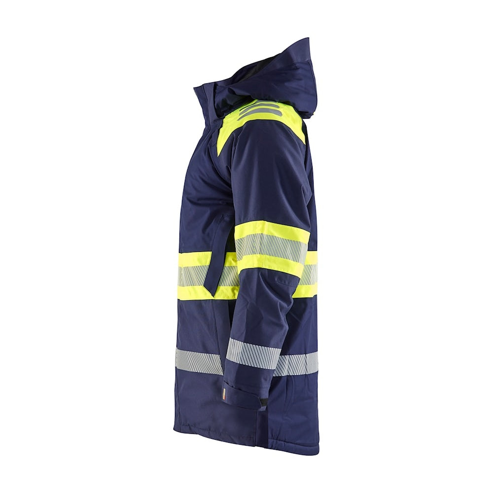 Blaklader Winter Parka Hi-Vis 4485 #colour_navy-blue-hi-vis-yellow