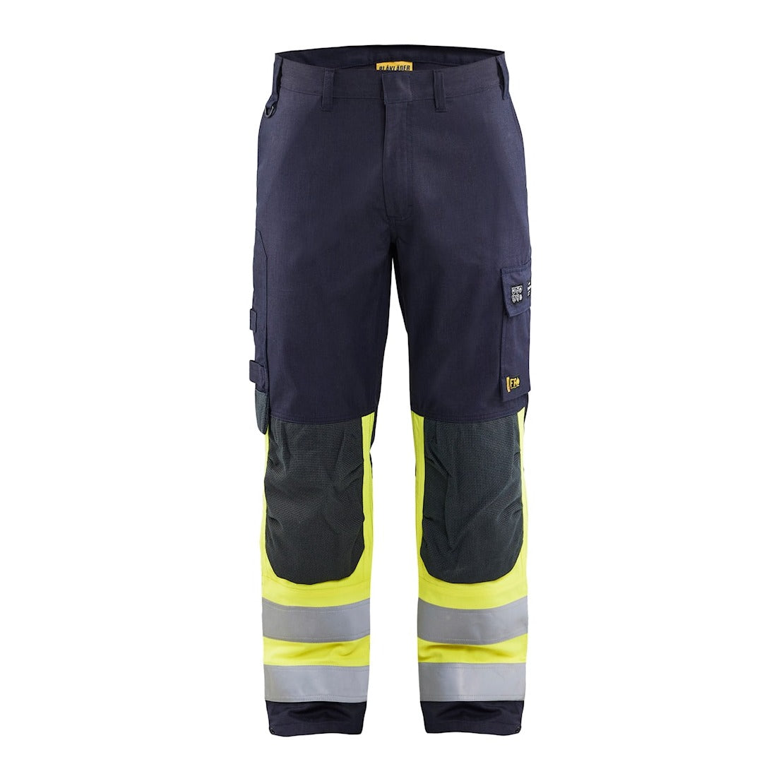 Blaklader Multinorm Inherent Trousers 1488 #colour_navy-blue-hi-vis-yellow