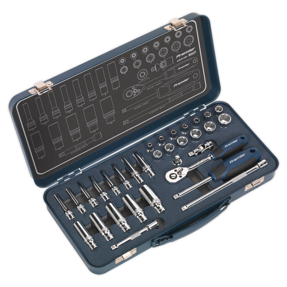 Sealey Socket Set 32pc 1/4"Sq Drive Lock-On 6pt Metric