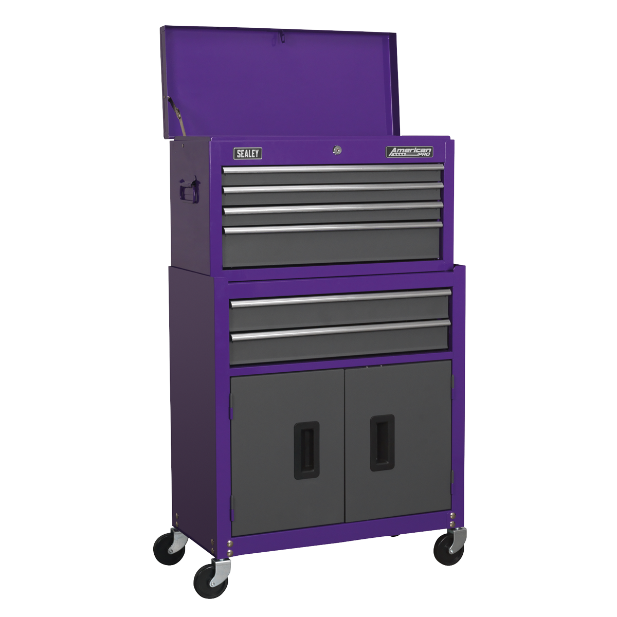 Sealey Topchest & Rollcab Combination 6 Drawer with Ball-Bearing Slides - Purple/Grey