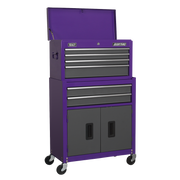 Sealey Topchest & Rollcab Combination 6 Drawer with Ball-Bearing Slides - Purple/Grey