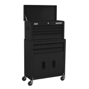 Sealey Topchest & Rollcab Combination 6 Drawer with Ball-Bearing Slides - Black