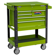 Sealey Heavy-Duty Mobile Tool & Parts Trolley with 5 Drawers and Lockable Top- Hi-Vis Green