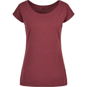 Build Your Brand Basic Women's Wide Neck Tee - Cherry