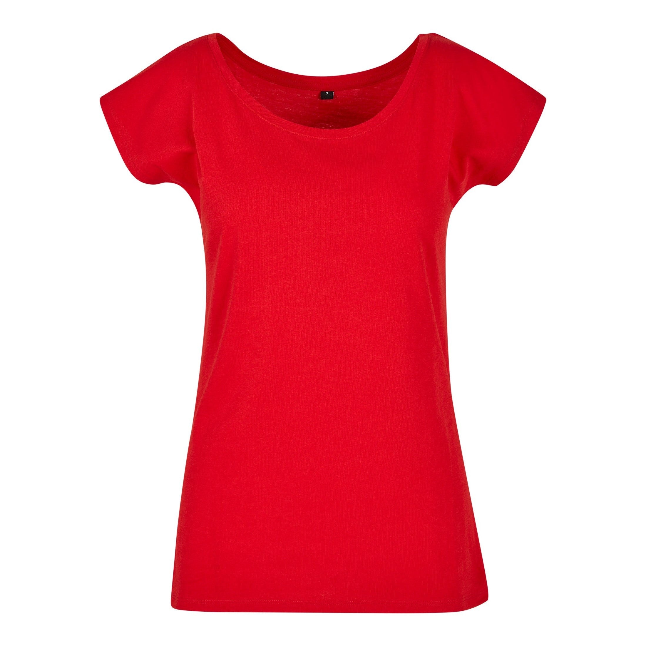 Build Your Brand Basic Women's Wide Neck Tee - City Red