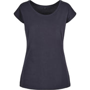 Build Your Brand Basic Women's Wide Neck Tee - Navy