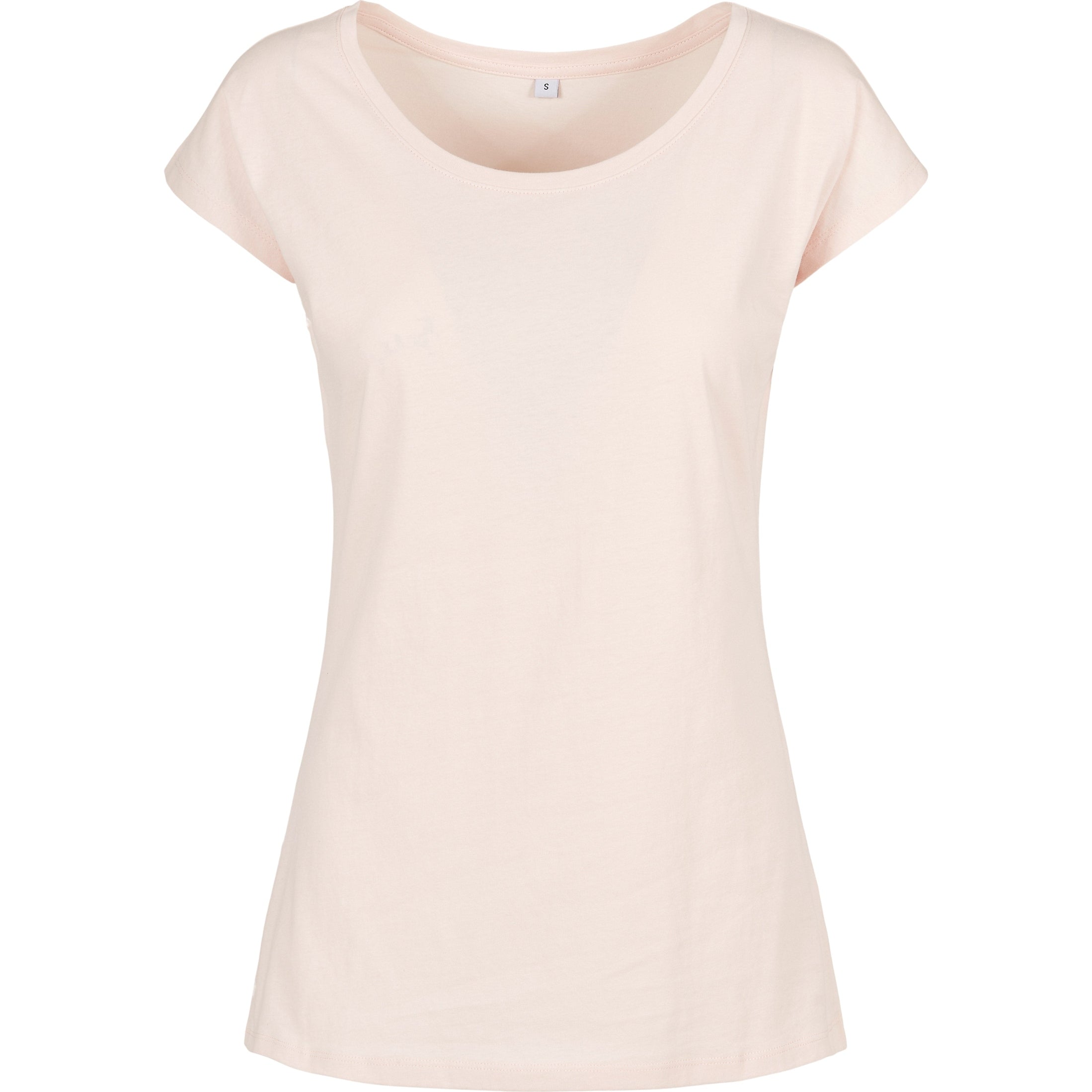 Build Your Brand Basic Women's Wide Neck Tee - Pink