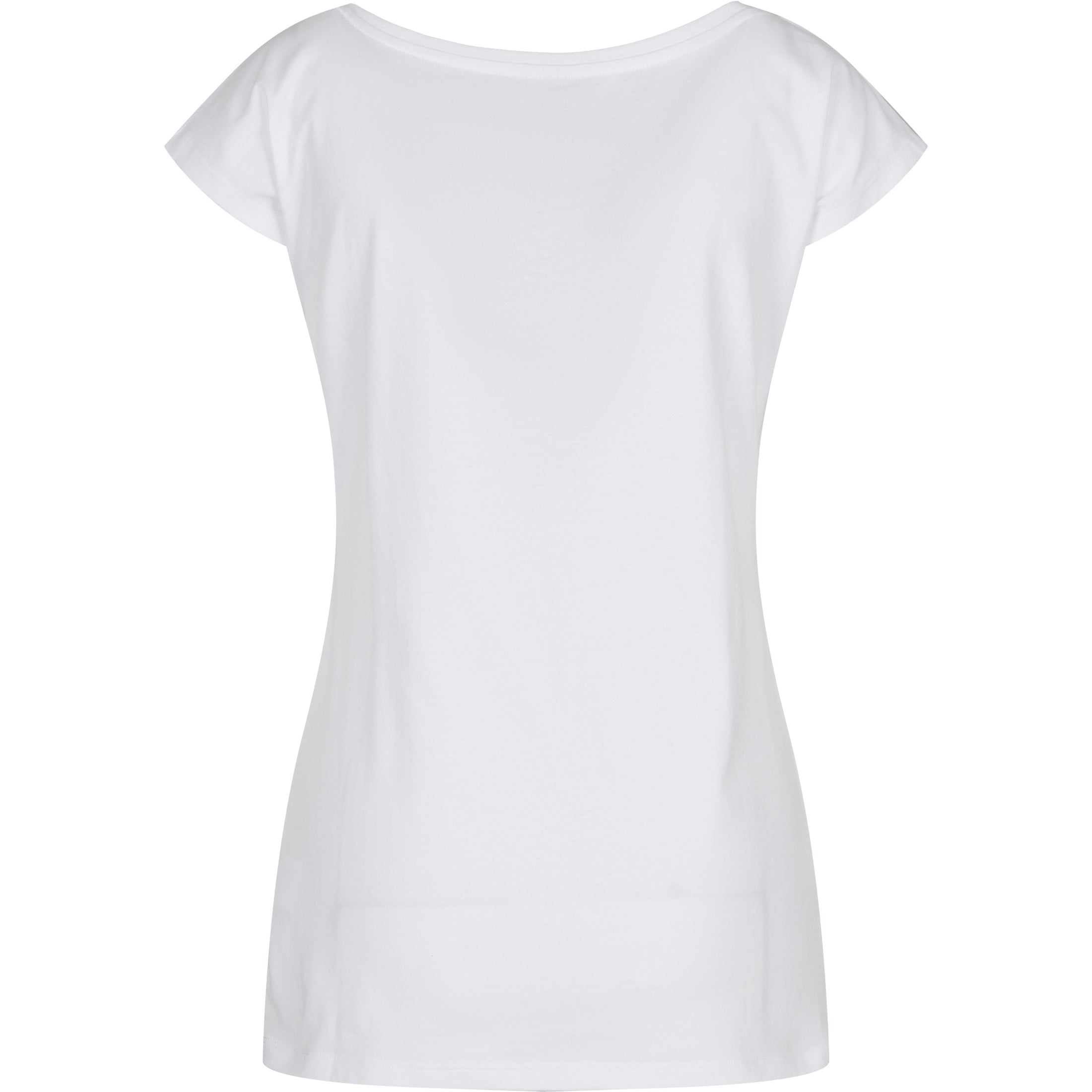 Build Your Brand Basic Women's Wide Neck Tee - White