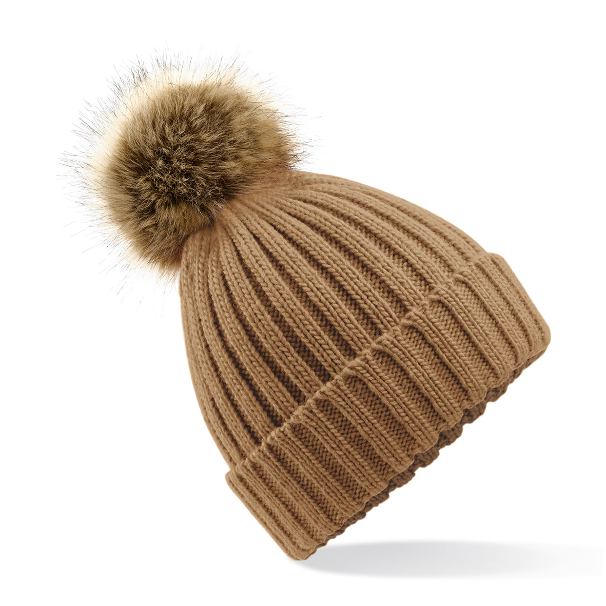 Beechfield Fur Pop Pom Chunky Beanie