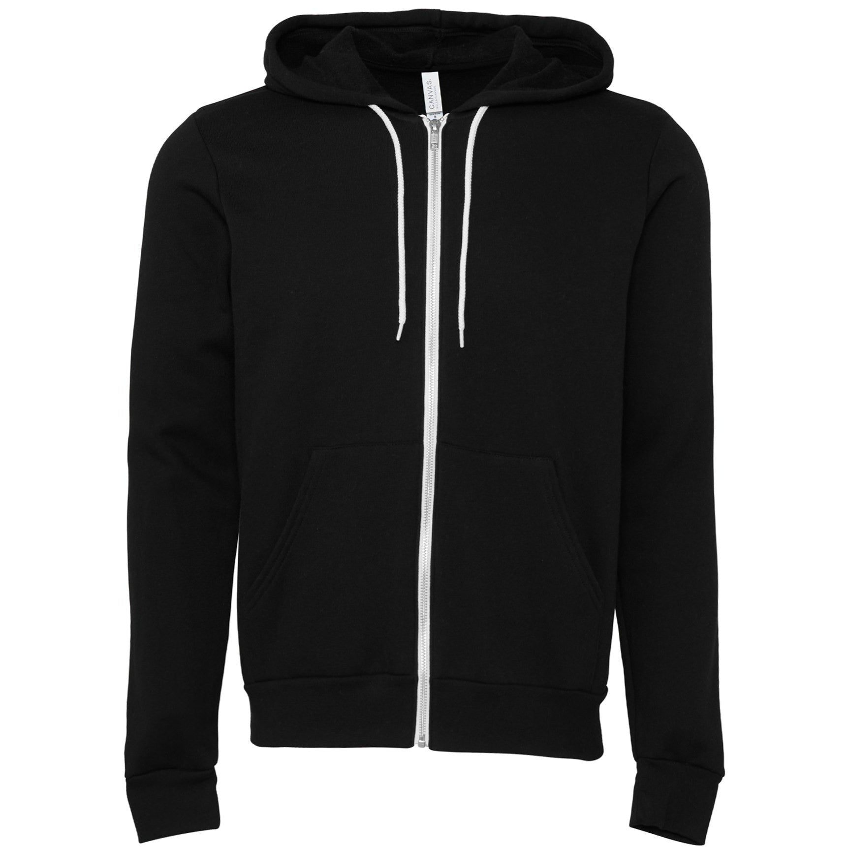 Bella Canvas Unisex Polycotton Fleece Full-Zip Hoodie - DTG Black