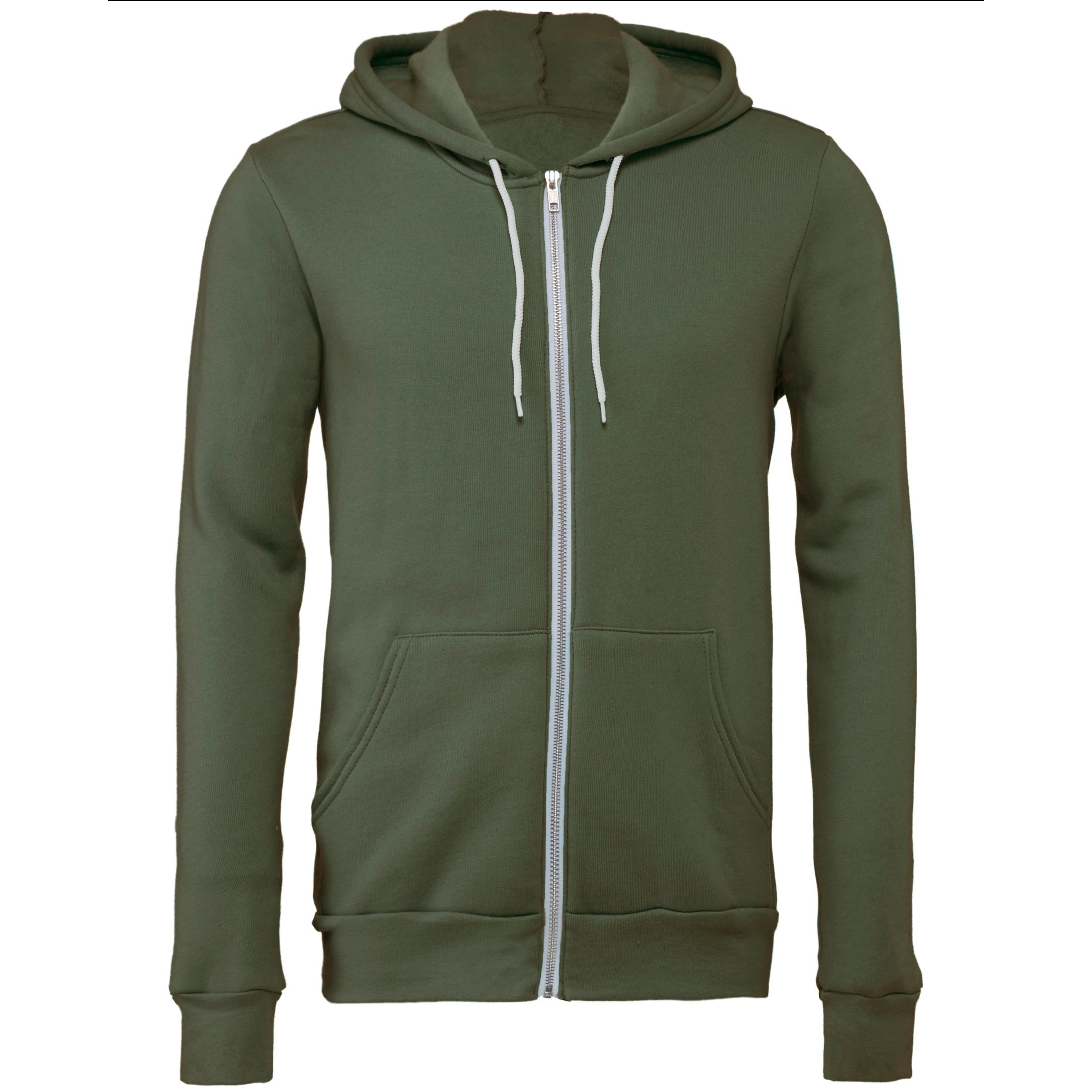Bella Canvas Unisex Polycotton Fleece Full-Zip Hoodie - Military Green