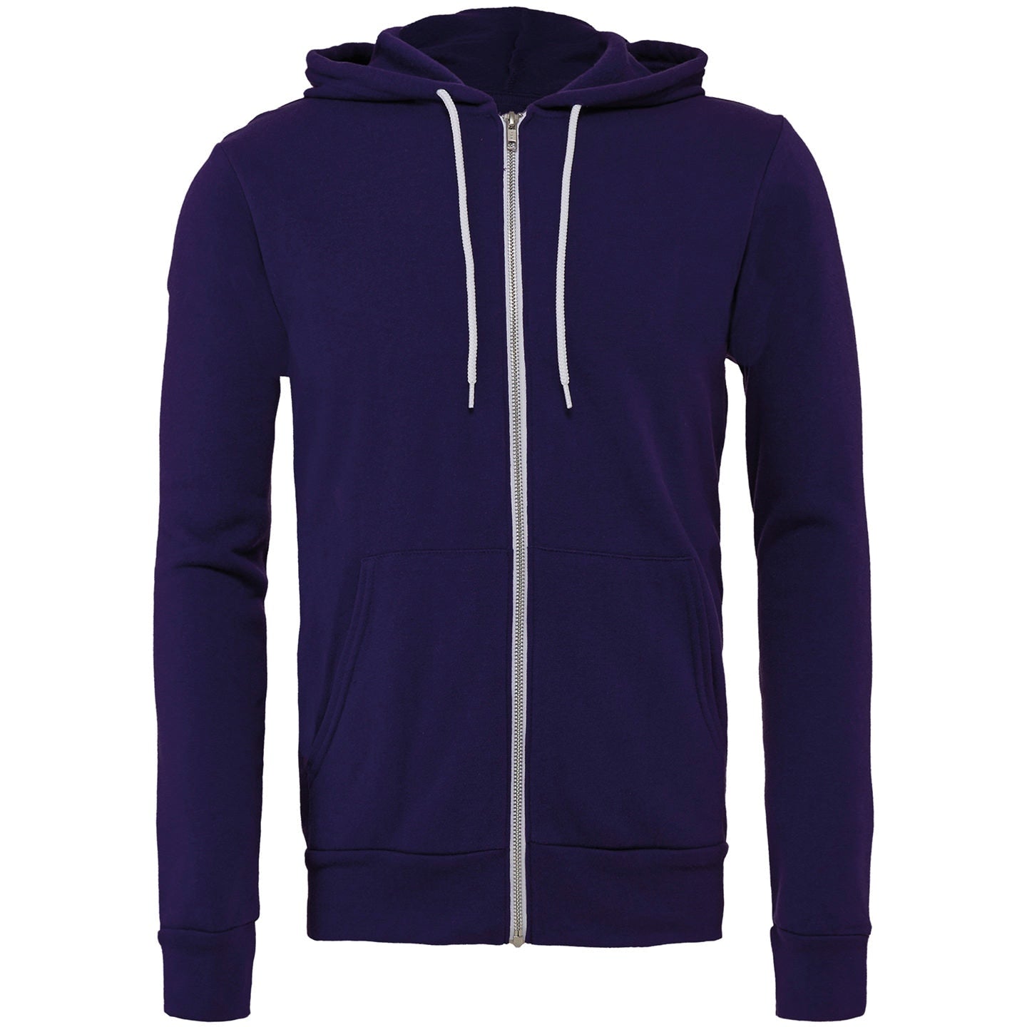 Bella Canvas Unisex Polycotton Fleece Full-Zip Hoodie - Team Purple