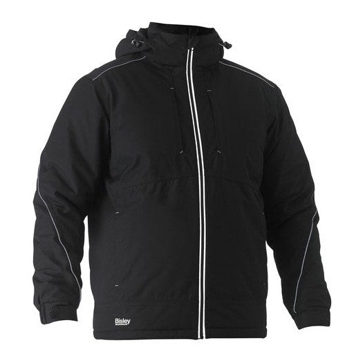 Bisley Flex & Move Heavy Duty Dobby Jacket Silver Zip #colour_black