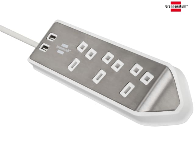 Brennenstuhl estilo Corner Extension Lead 240V 3-Gang 13A White 2m