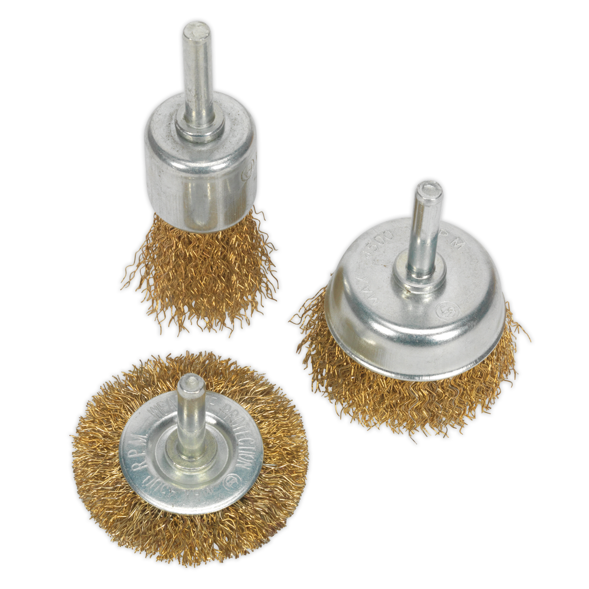 Sealey Wire Brush Set 3pc Brassed