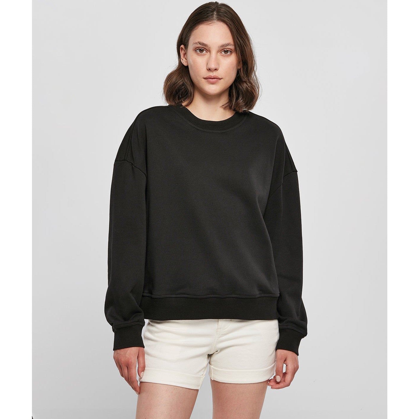 Build Your Brand Women's Oversized Crew Neck Sweatshirt