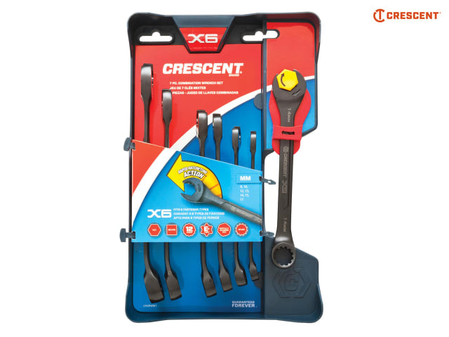 Crescent® X6 Open End Ratcheting Spanner Set, 7 Piece