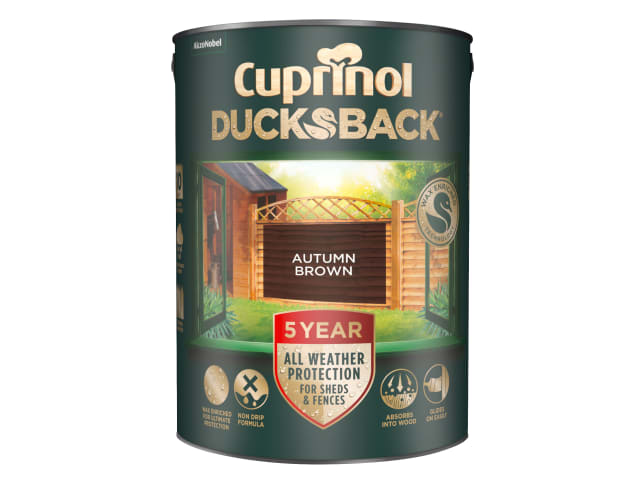 Cuprinol Ducksback 5 Year Waterproof for Sheds & Fences Autumn Brown 5 litre