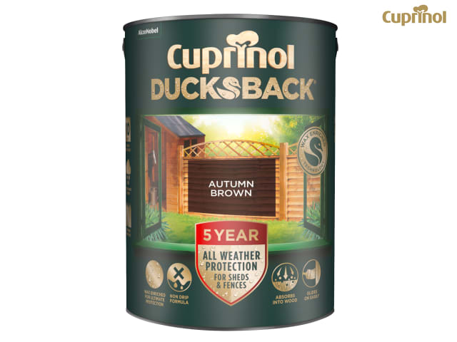 Cuprinol Ducksback 5 Year Waterproof for Sheds & Fences Autumn Brown 5 litre