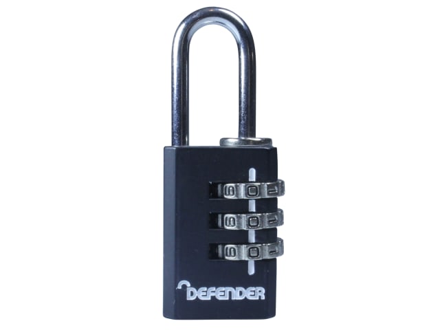 DEFENDER Black Die-Cast Combination Padlock 20mm