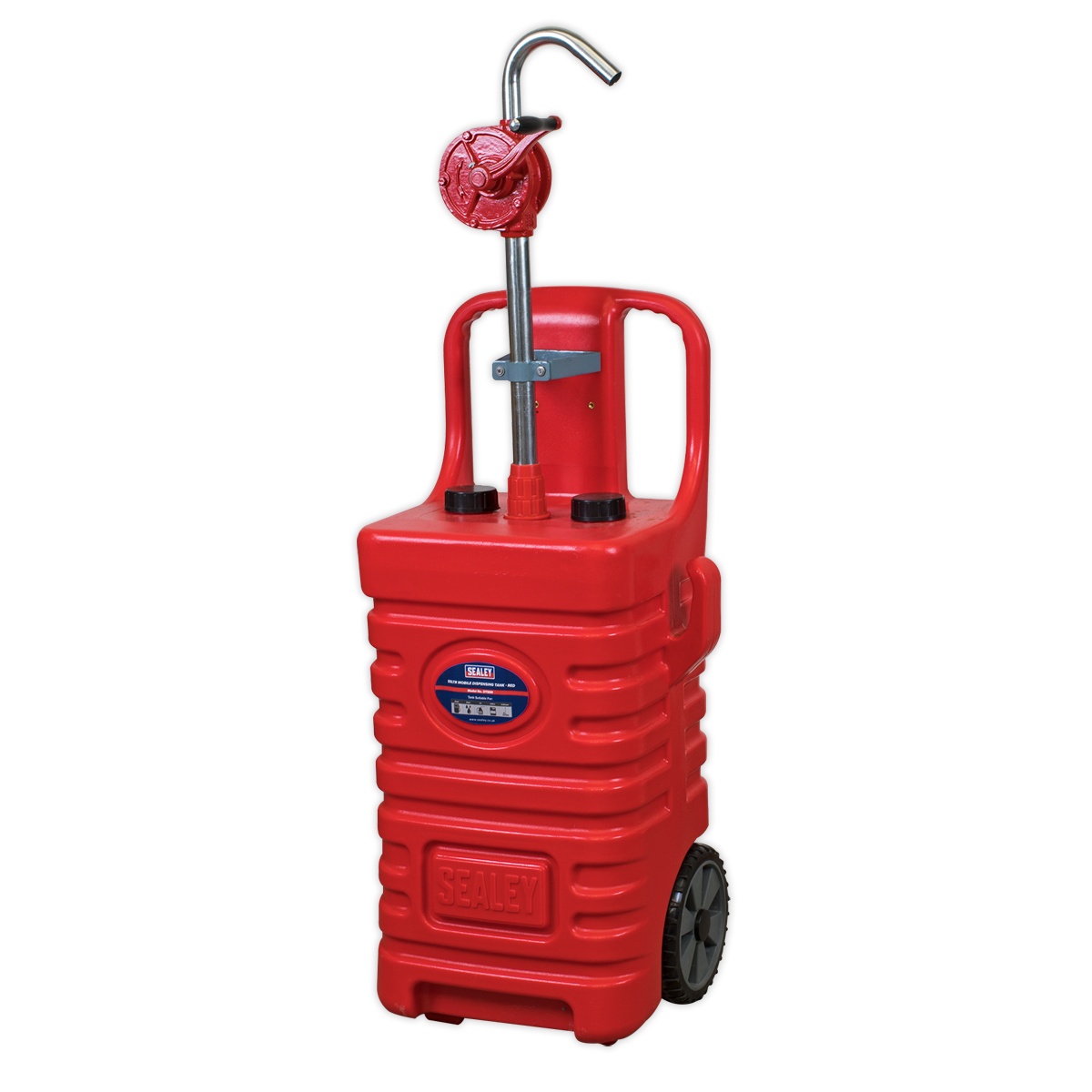 Sealey Mobile Dispensing Tank 55L with Oil Rotary Pump - Red