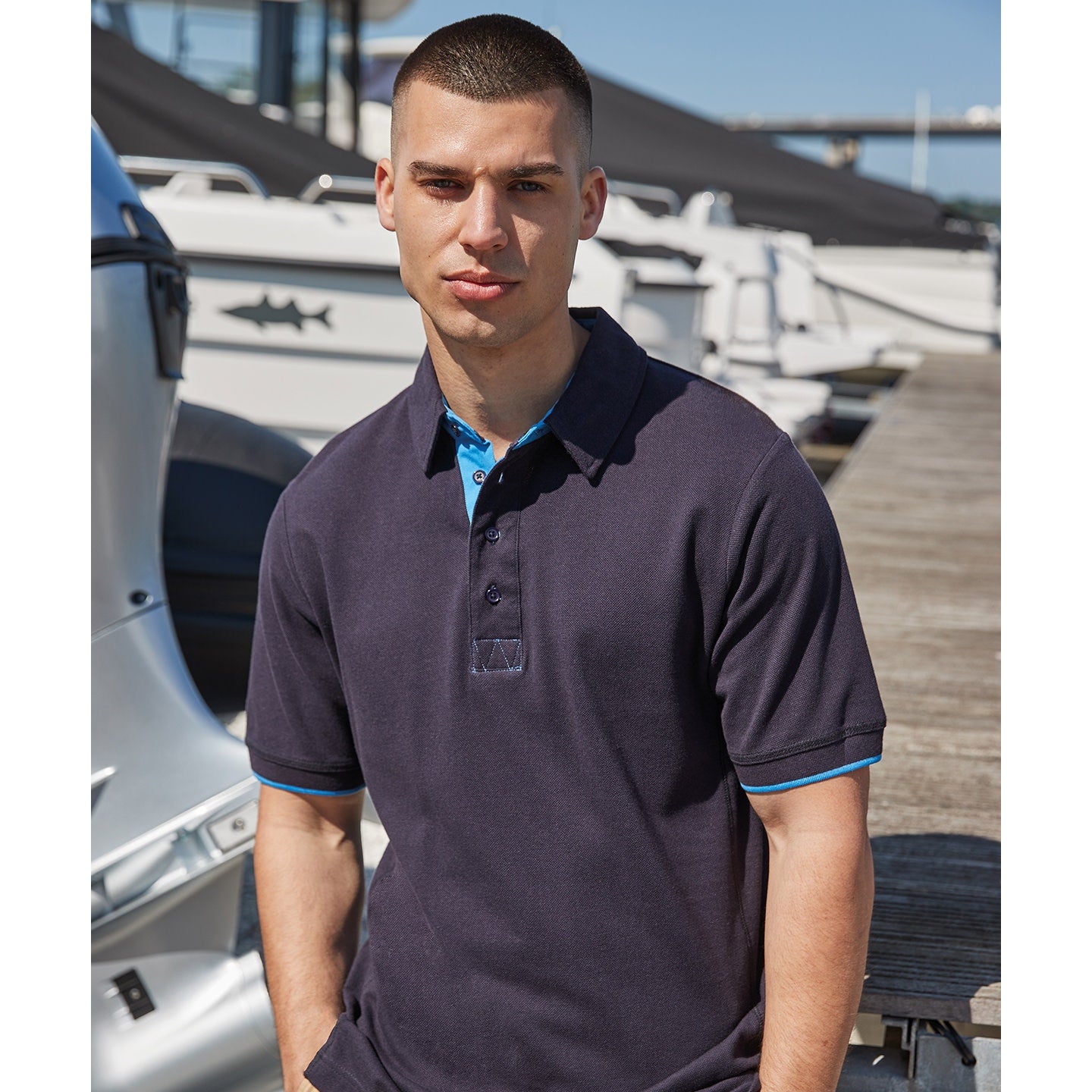 Front Row Contrast Piqué Polo Shirt