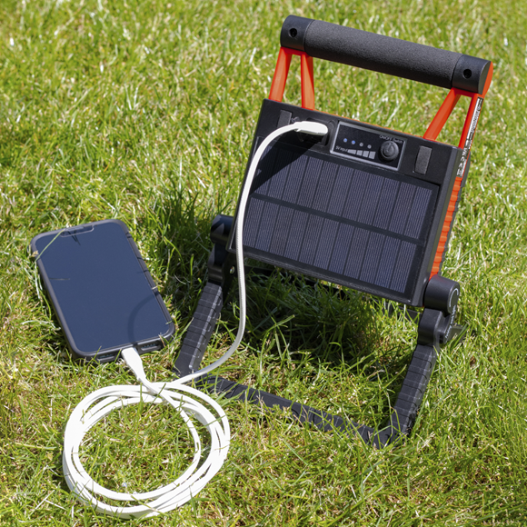 Sealey 15W COB LED Solar Powered Rechargeable Portable Floodlight