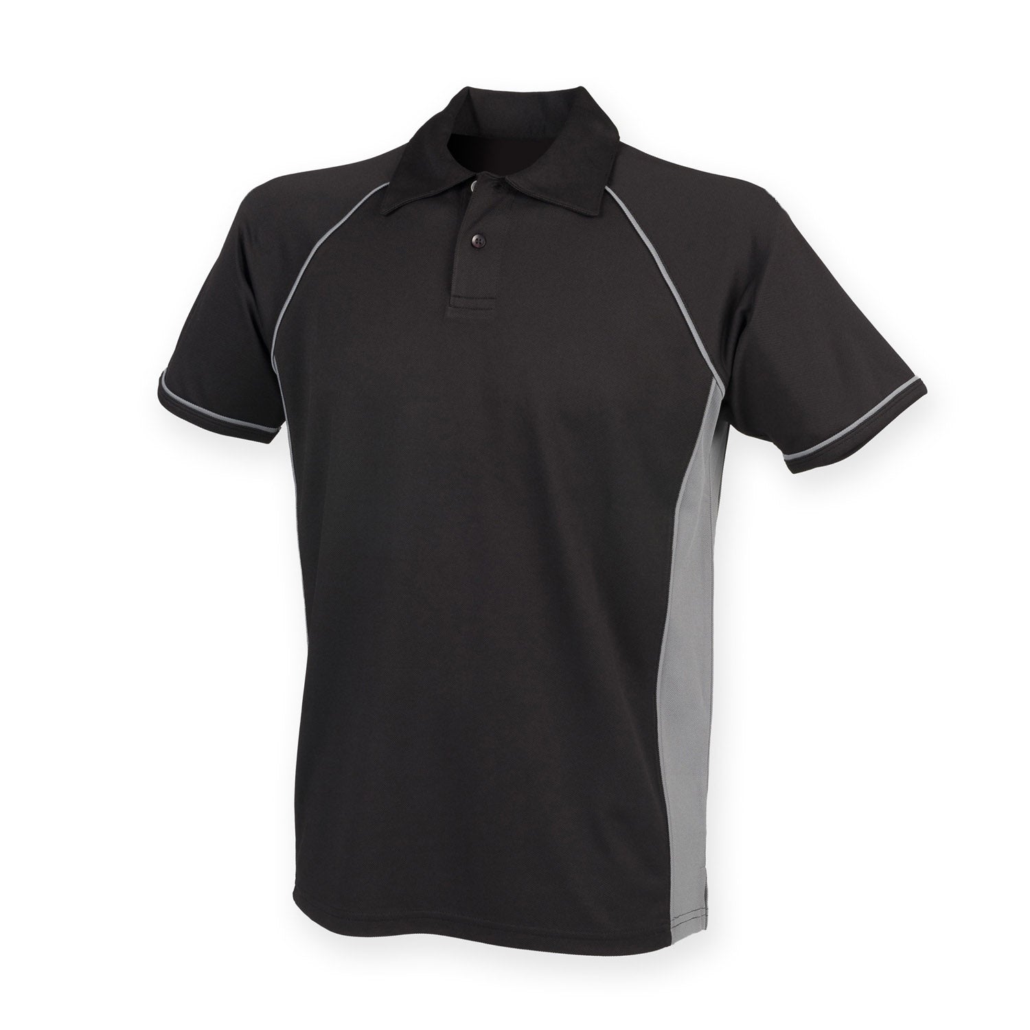 Finden & Hales Piped Performance Polo - Black/Gunmetal Grey