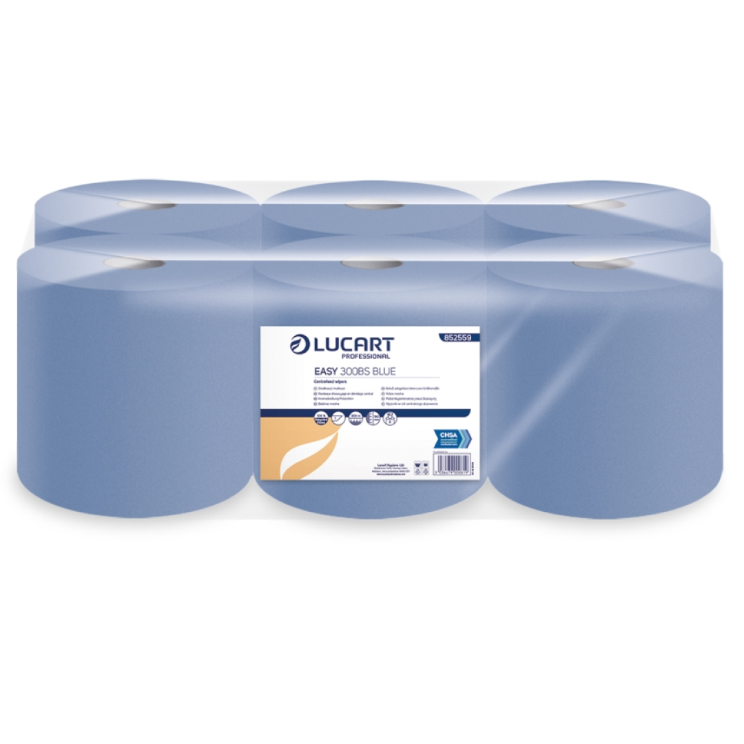 Lucart Professional EASY 300m Centrefeed Blue Rolls