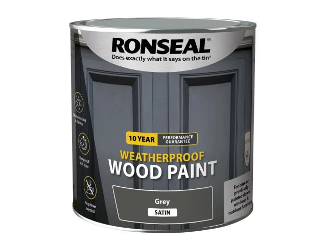 Ronseal 10 Year Weatherproof Wood Paint Grey Satin 750ml