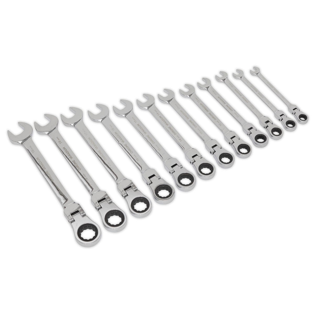 Sealey Flexible Head Ratchet Combination Spanner Set 12pc Metric