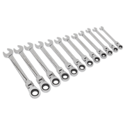 Sealey Flexible Head Ratchet Combination Spanner Set 12pc Metric