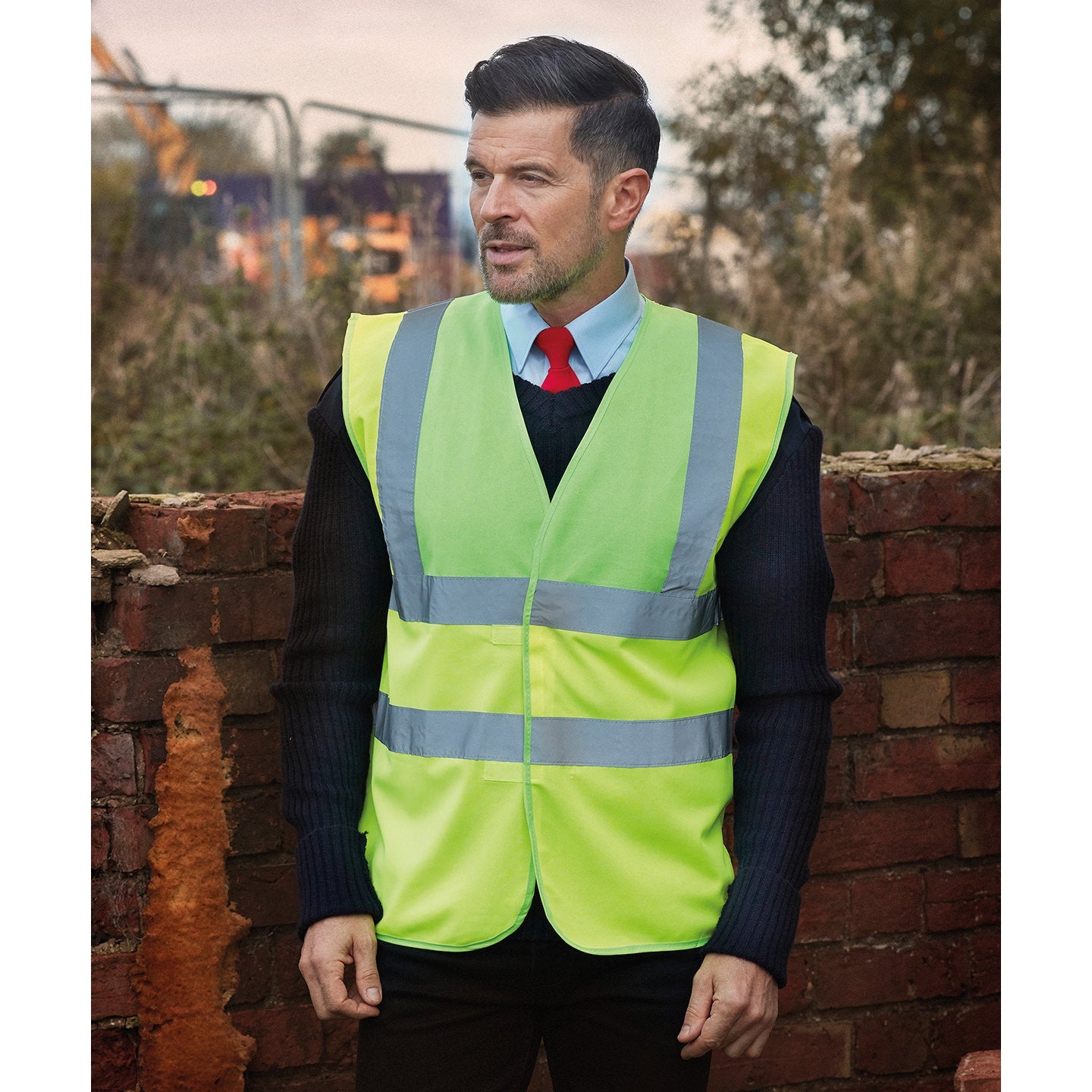 Yoko Hi-Vis 2-Band-And-Braces Waistcoat - Lime