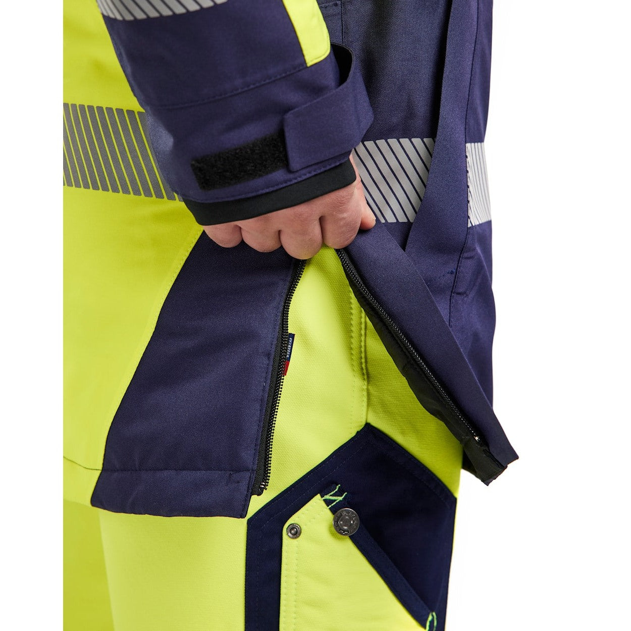 Blaklader Winter Parka Hi-Vis 4457 #colour_hi-vis-yellow-navy-blue