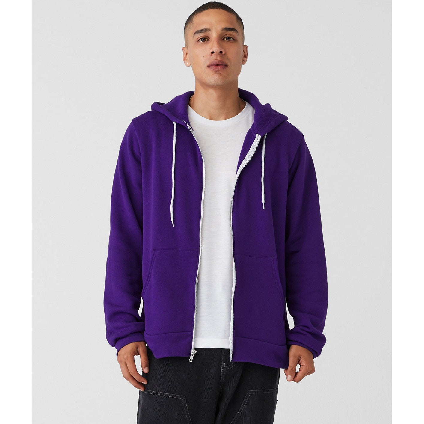 Bella Canvas Unisex Polycotton Fleece Full-Zip Hoodie - Team Purple