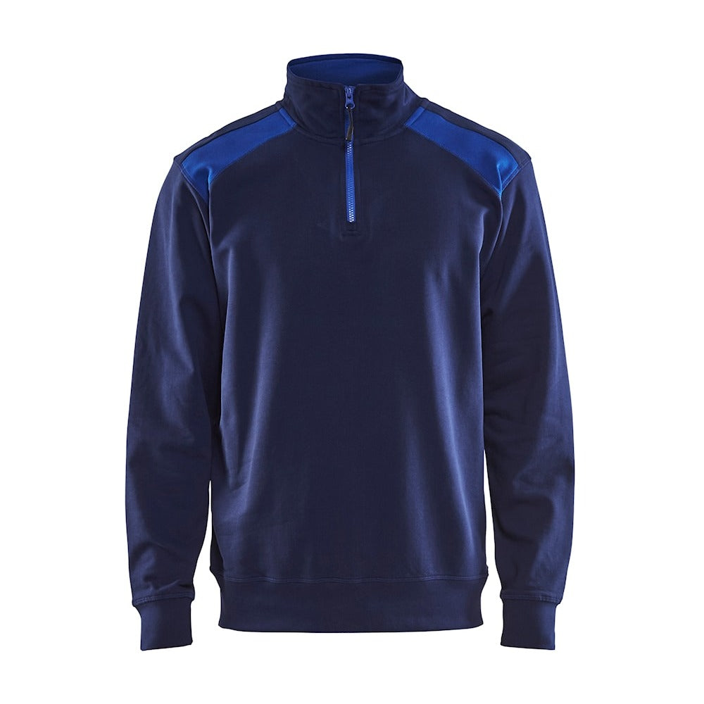 Blaklader Half-Zip 2-Tone Sweatshirt 3353 - Navy Blue/Cornflower Blue