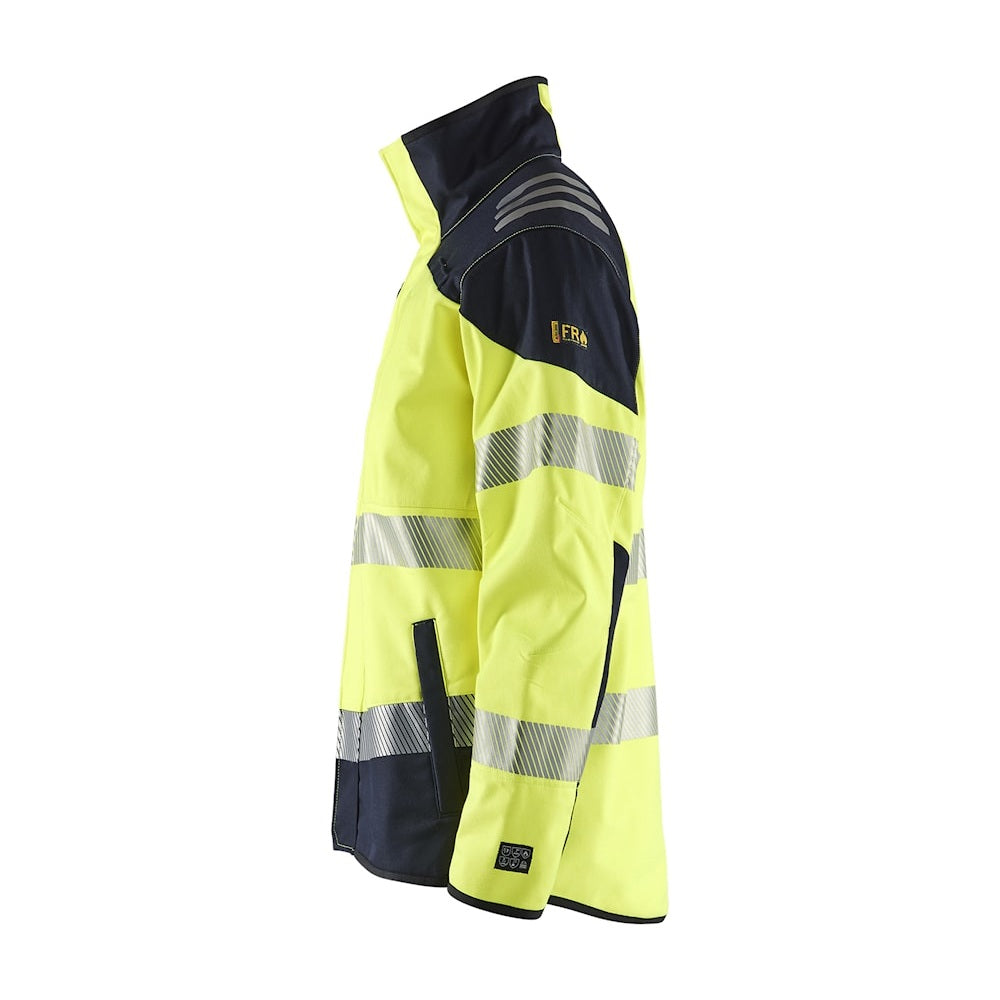 Blaklader Multinorm Softshell Jacket 4948 #colour_hi-vis-yellow-navy-blue