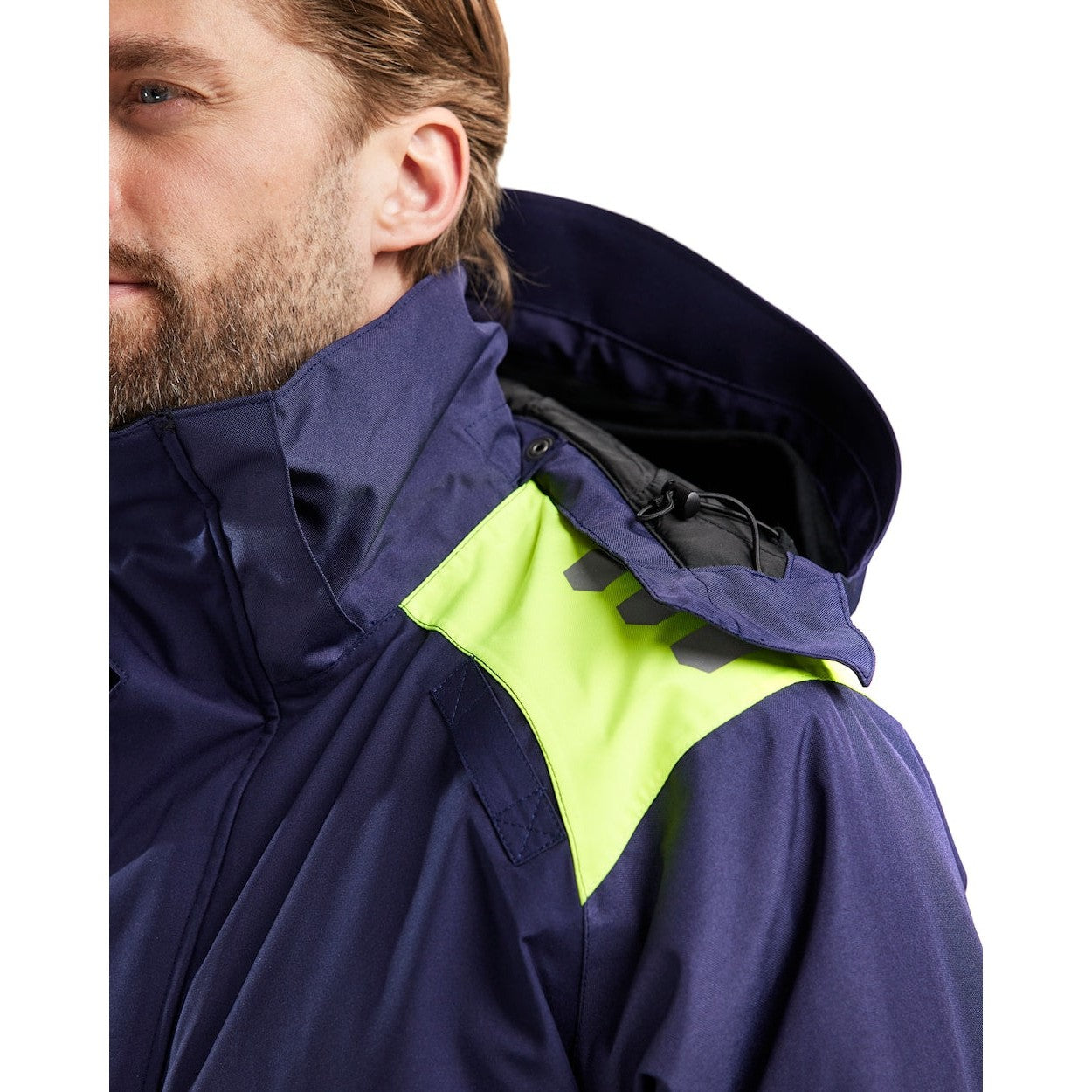 Blaklader Winter Parka Hi-Vis 4485 #colour_navy-blue-hi-vis-yellow