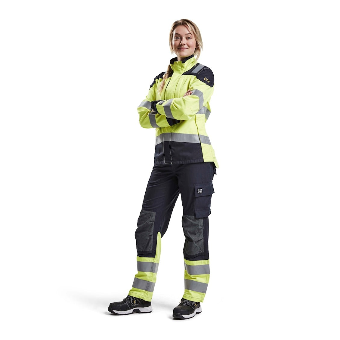 Blaklader Women's Multinorm Inherent Jacket 4969 #colour_hi-vis-yellow-navy-blue