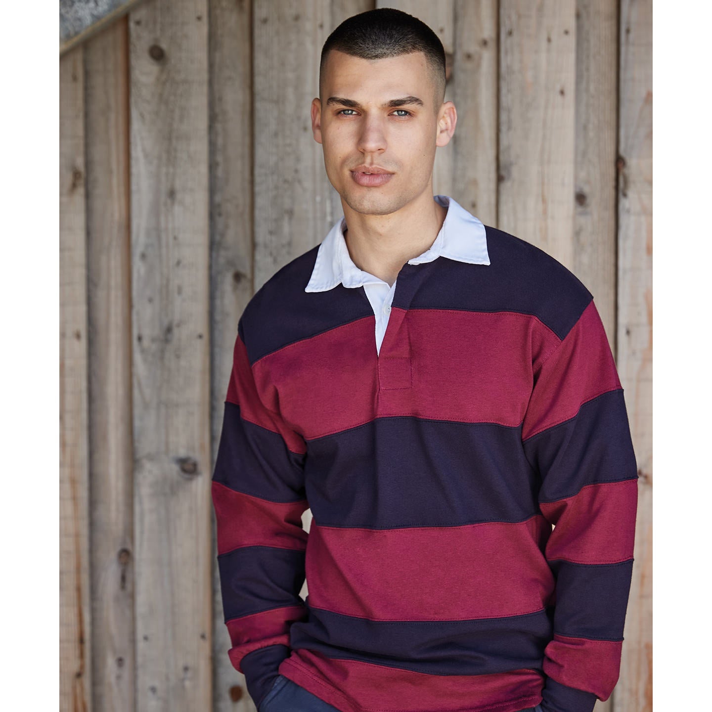 Front Row Sewn Stripe Long Sleeve Rugby Shirt