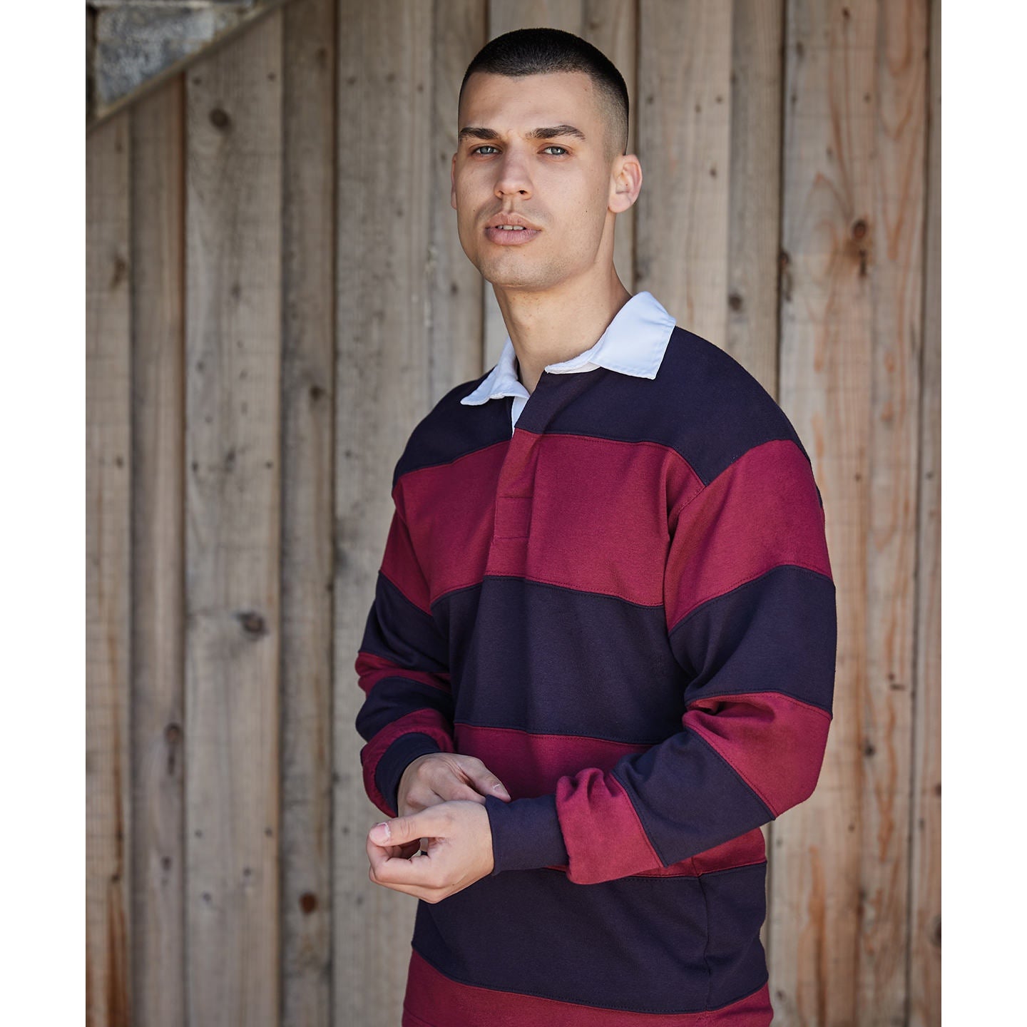 Front Row Sewn Stripe Long Sleeve Rugby Shirt