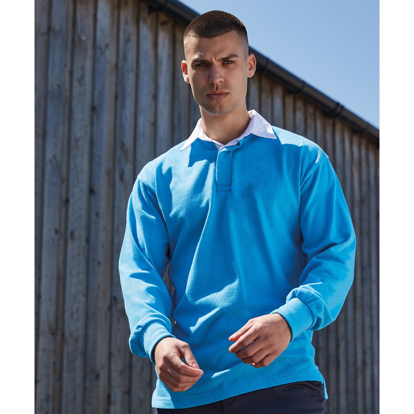 Front Row Long Sleeve Plain Rugby Shirt