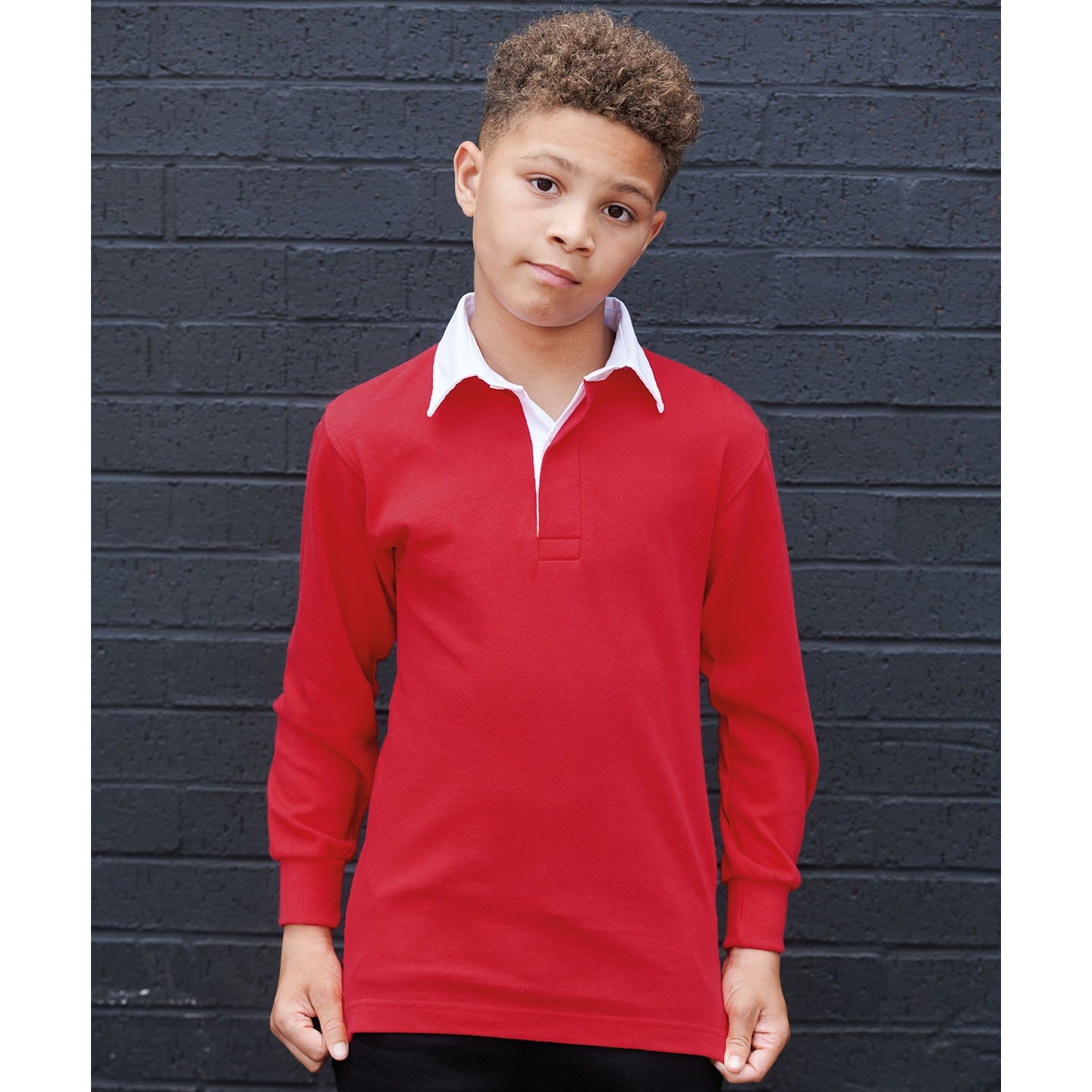 Front Row Kids Long Sleeve Plain Rugby Shirt